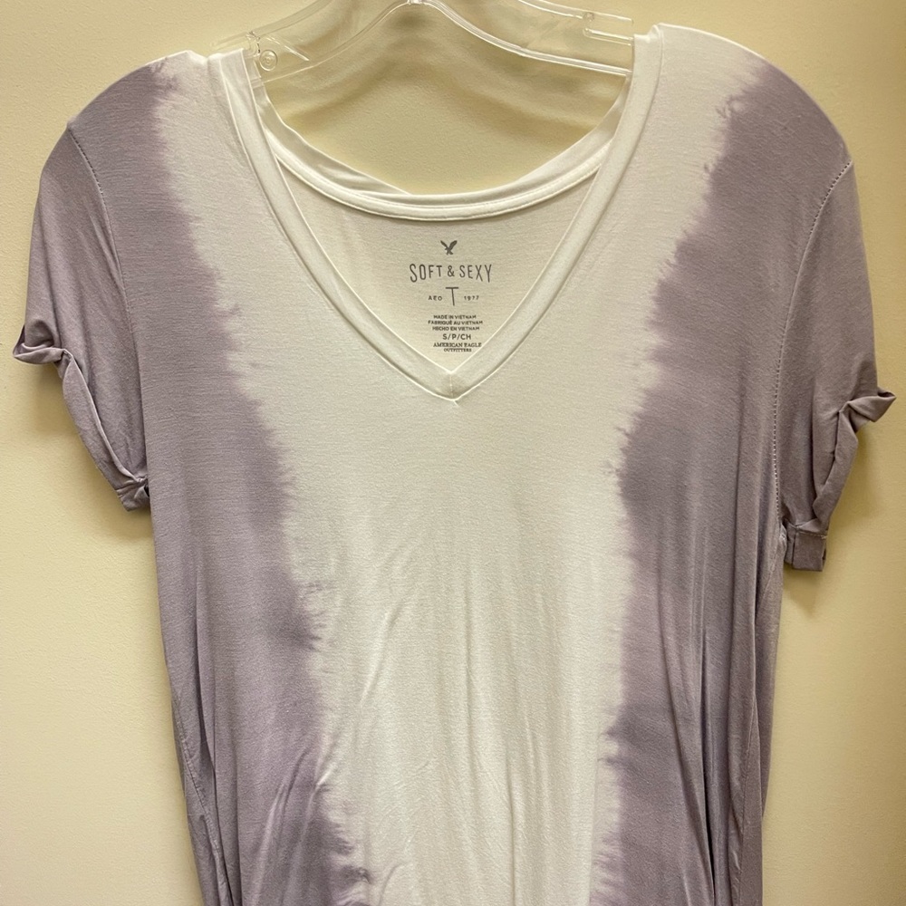 Purple and white tshirt